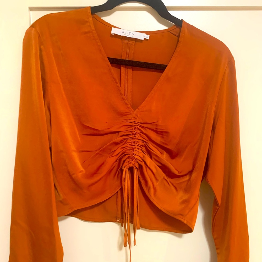Astr cropped long sleeve blouse